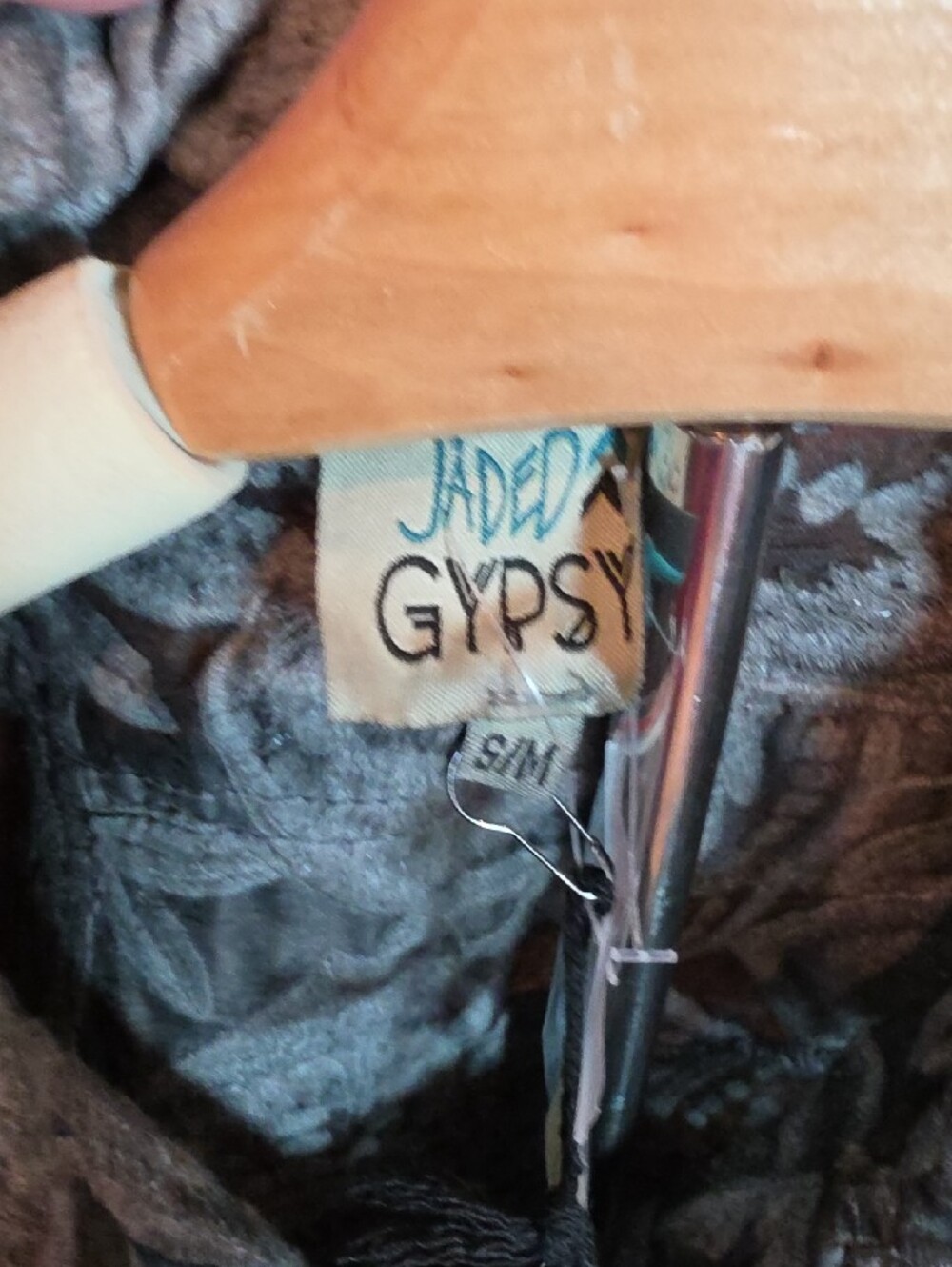 145p Jaded Gypsy Garden Bliss Jacket Floral-Print Gray Button-Up Lace Jacket - Picture 7 of 10